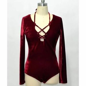 NEW! Velvet Lace-up Bodysuit